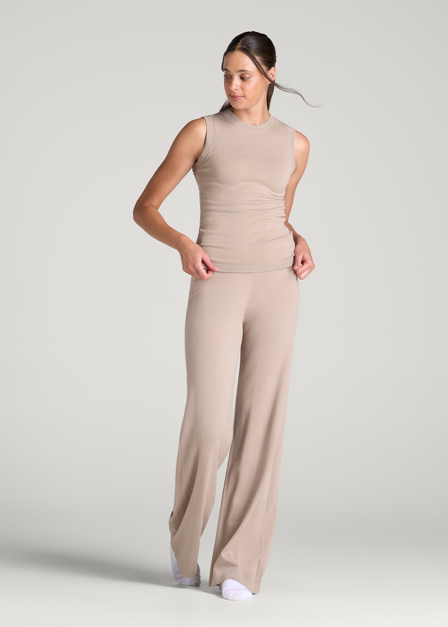 Knit Lounge Tank for Tall Women in Simply Taupe