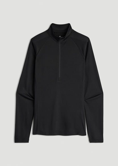 Long Sleeve Active Half-Zip Pullover Jacket for Tall Women in Black