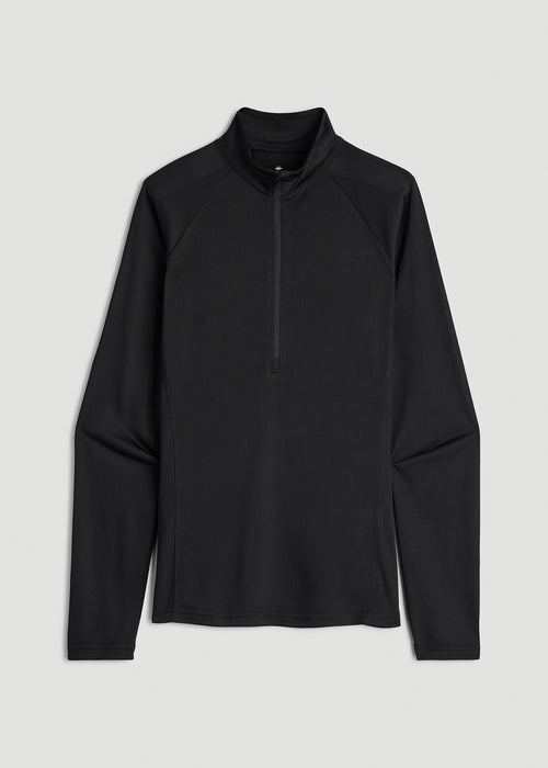 Long Sleeve Active Half-Zip Pullover Jacket for Tall Women in Black