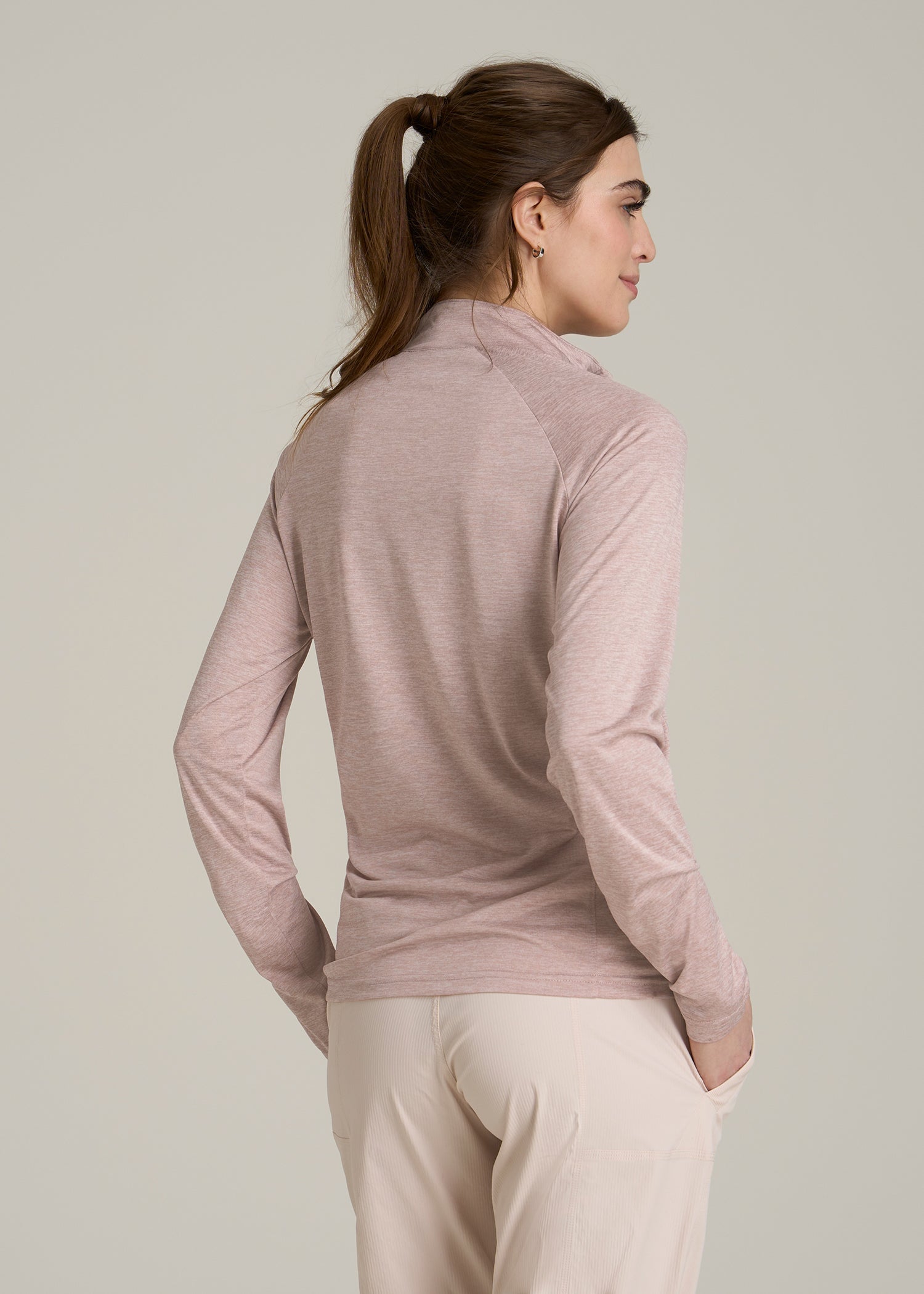 Long Sleeve Active Half-Zip Pullover Jacket for Tall Women in Desert Rose Mix
