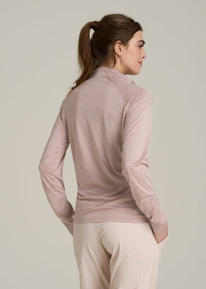 Long Sleeve Active Half-Zip Pullover Jacket for Tall Women in Desert Rose Mix
