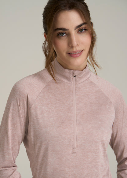 Long Sleeve Active Half-Zip Pullover Jacket for Tall Women in Desert Rose Mix