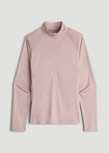 Long Sleeve Active Half-Zip Pullover Jacket for Tall Women in Desert Rose Mix