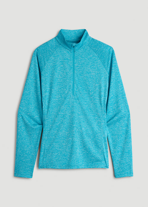 Long Sleeve Active Half-Zip Pullover Jacket for Tall Women in Scuba Blue Mix