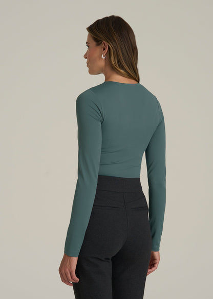 Long Sleeve Bodysuit for Tall Women in Balsam Green
