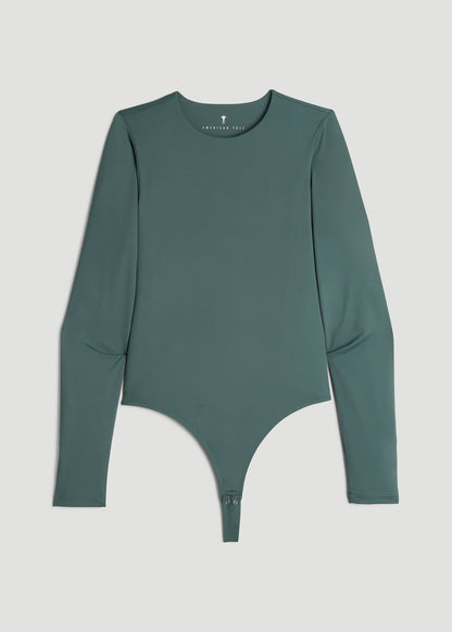 Long Sleeve Bodysuit for Tall Women in Balsam Green