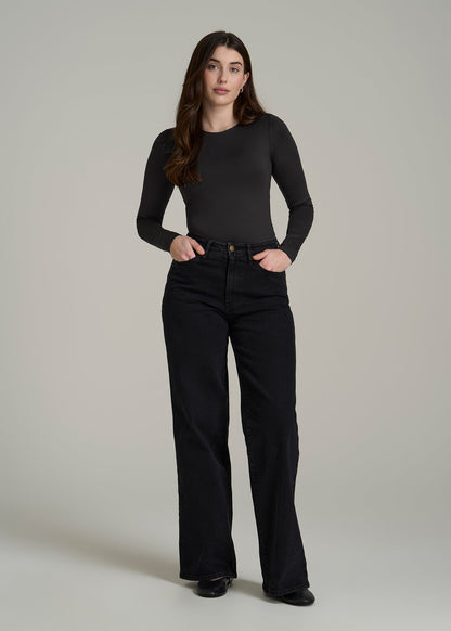 Long Sleeve Bodysuit for Tall Women in Black