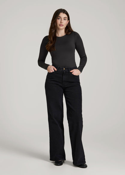 Long Sleeve Bodysuit for Tall Women in Black