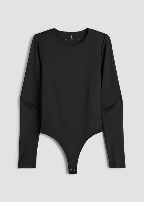 Long Sleeve Bodysuit for Tall Women in Black