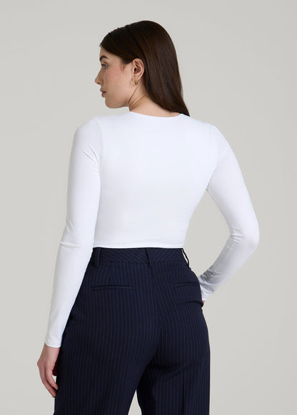 Long Sleeve Bodysuit for Tall Women in Bright White
