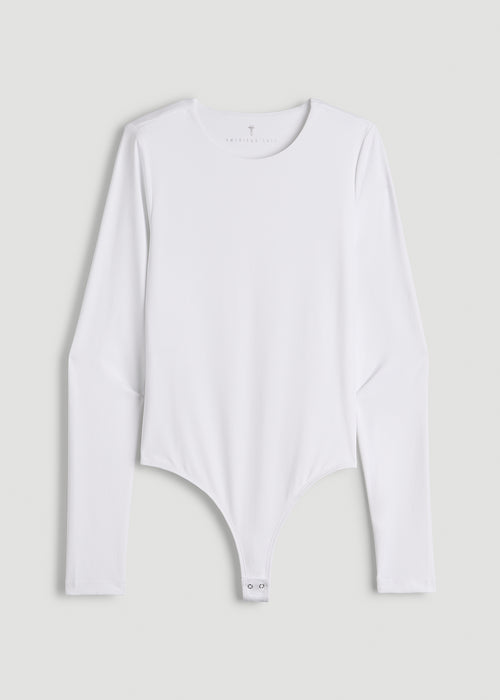 Long Sleeve Bodysuit for Tall Women in Bright White
