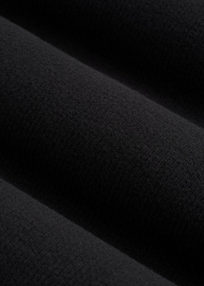 Long Sleeve Ribbed Crewneck Henley Shirt for Tall Women in Black