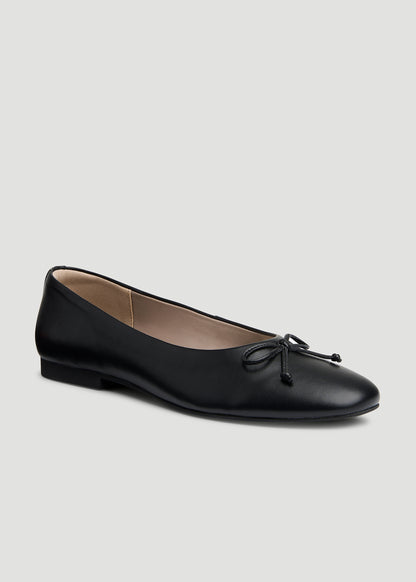 Leather Ballet Flat for Tall Women in Black
