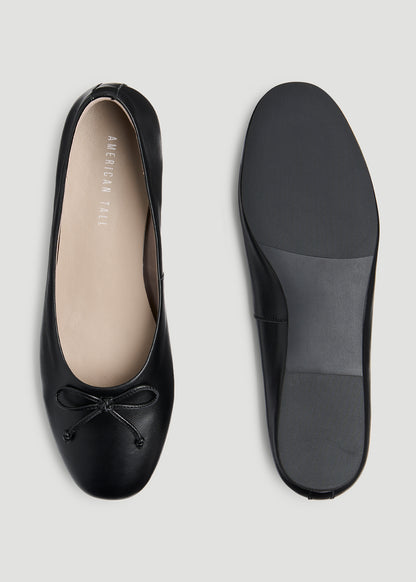 Leather Ballet Flat for Tall Women in Black