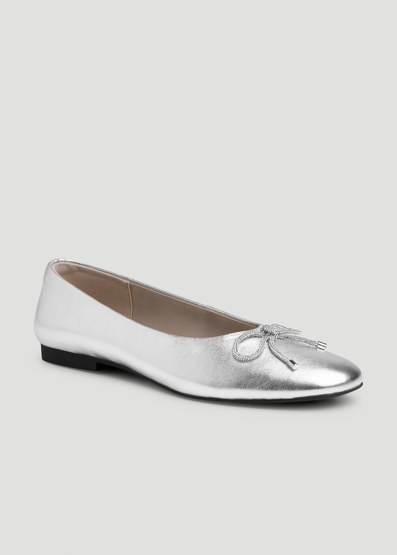 Leather Ballet Flat for Tall Women in Silver