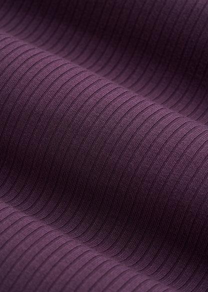 Lightweight Ribbed Cropped Lounge Top for Tall Women in Aubergine