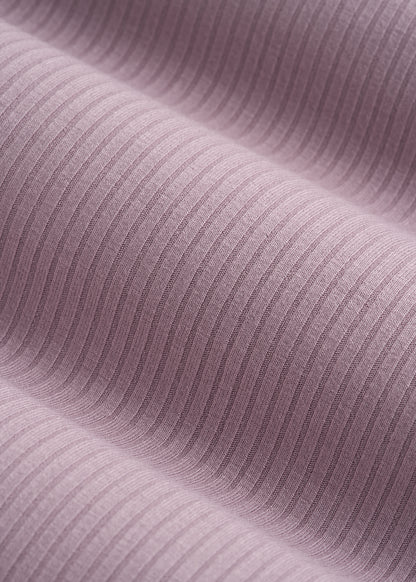 Lightweight Ribbed Cropped Lounge Top in Smoked Mauve