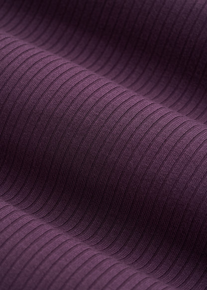 Lightweight Ribbed Flare Pants for Tall Women in Aubergine