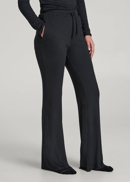 Ribbed Flare Pants for Tall Women in Black