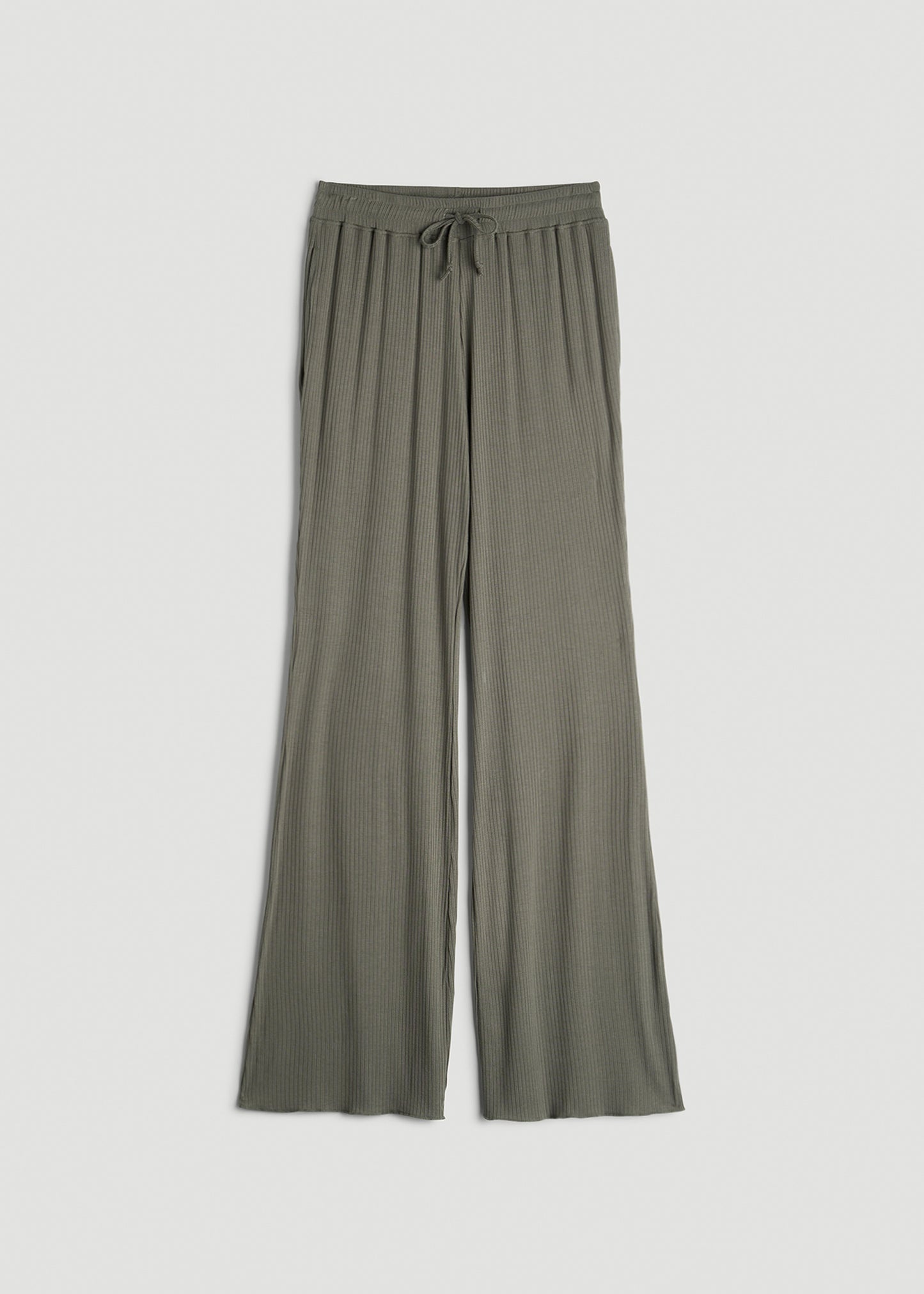 Ribbed Flare Pants for Tall Women in Camper Green