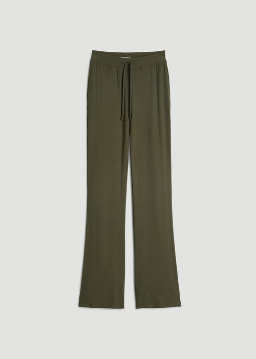 Ribbed Flare Pants for Tall Women in Forest Night
