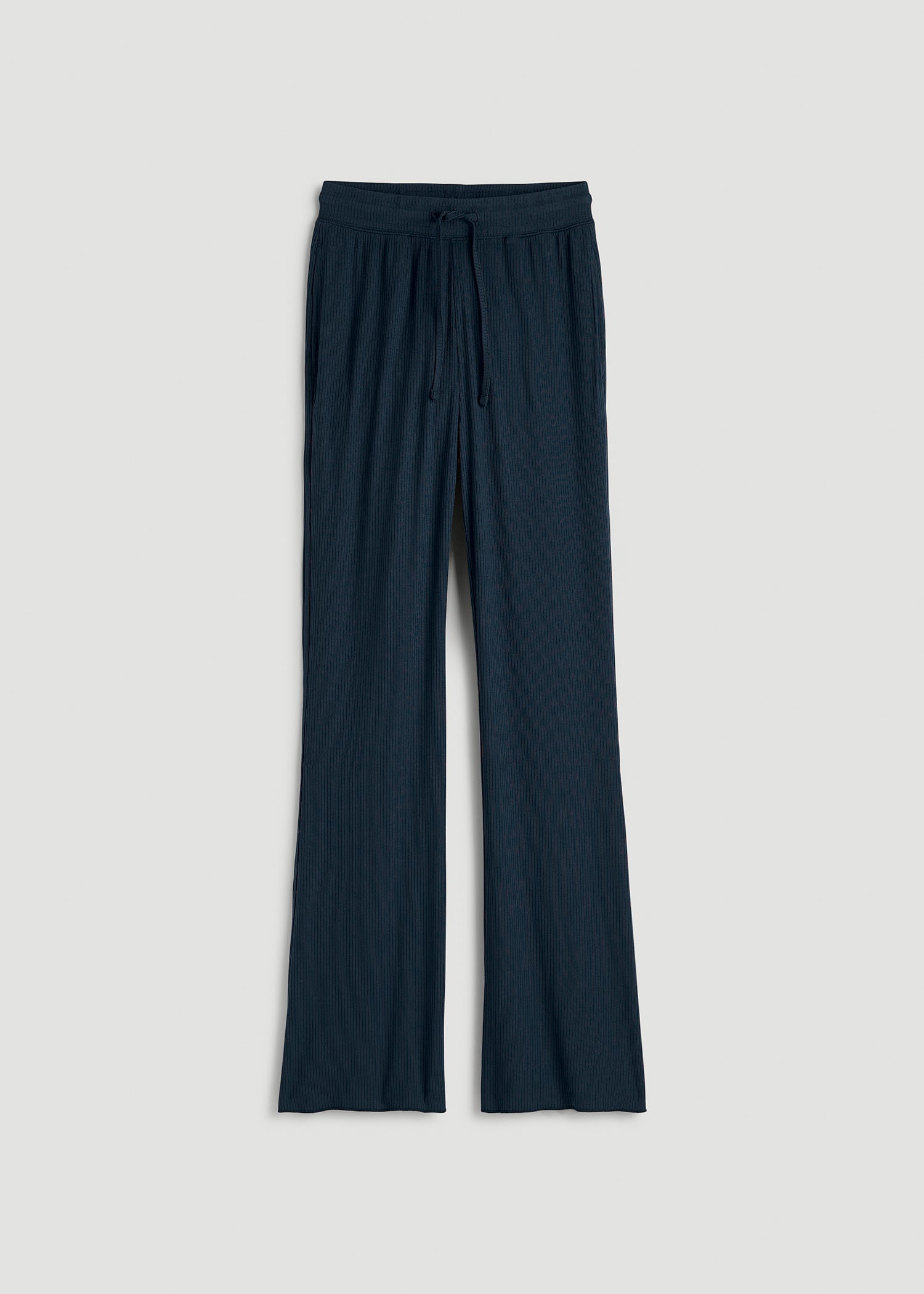 Lightweight Ribbed Flare Pants for Tall Women in Royal Navy