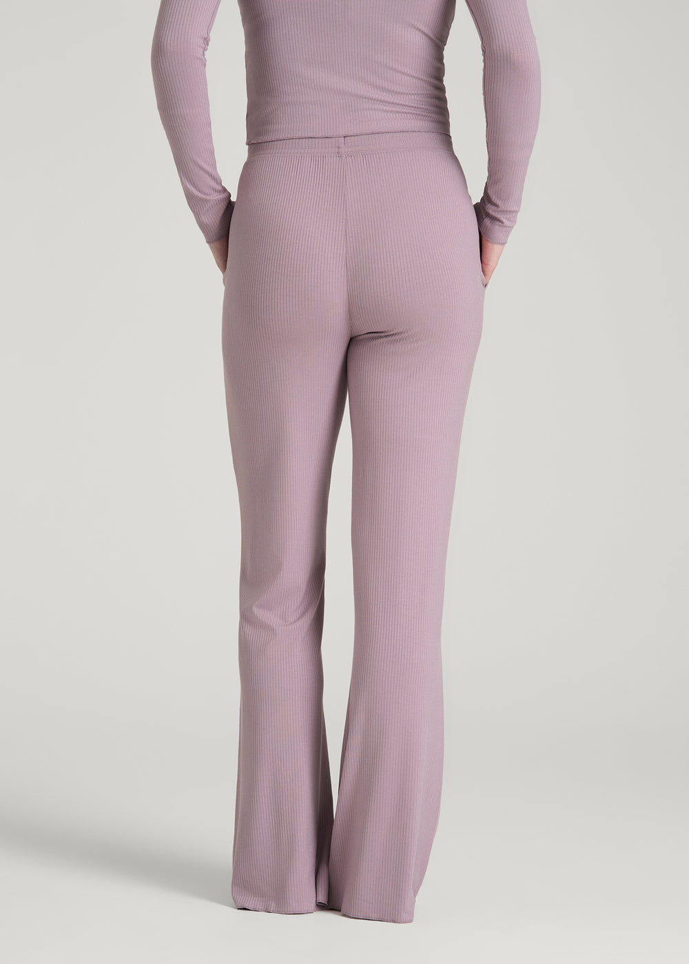 Ribbed Flare Pants for Tall Women in Smoked Mauve – American Tall