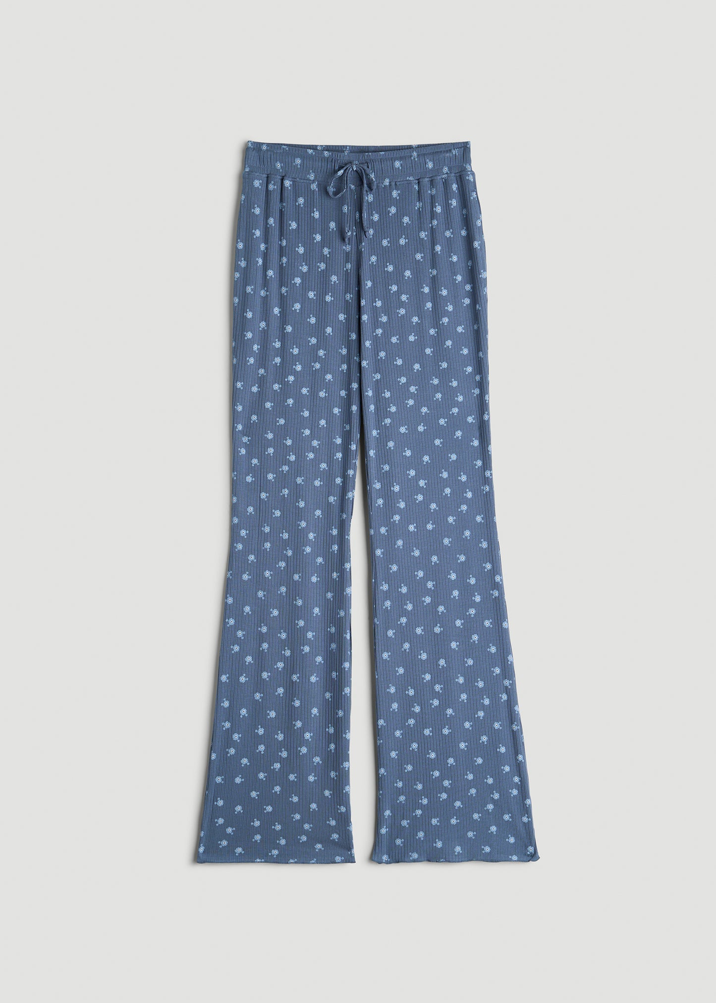 Ribbed Flare Pants for Tall Women in Vintage Indigo Floral