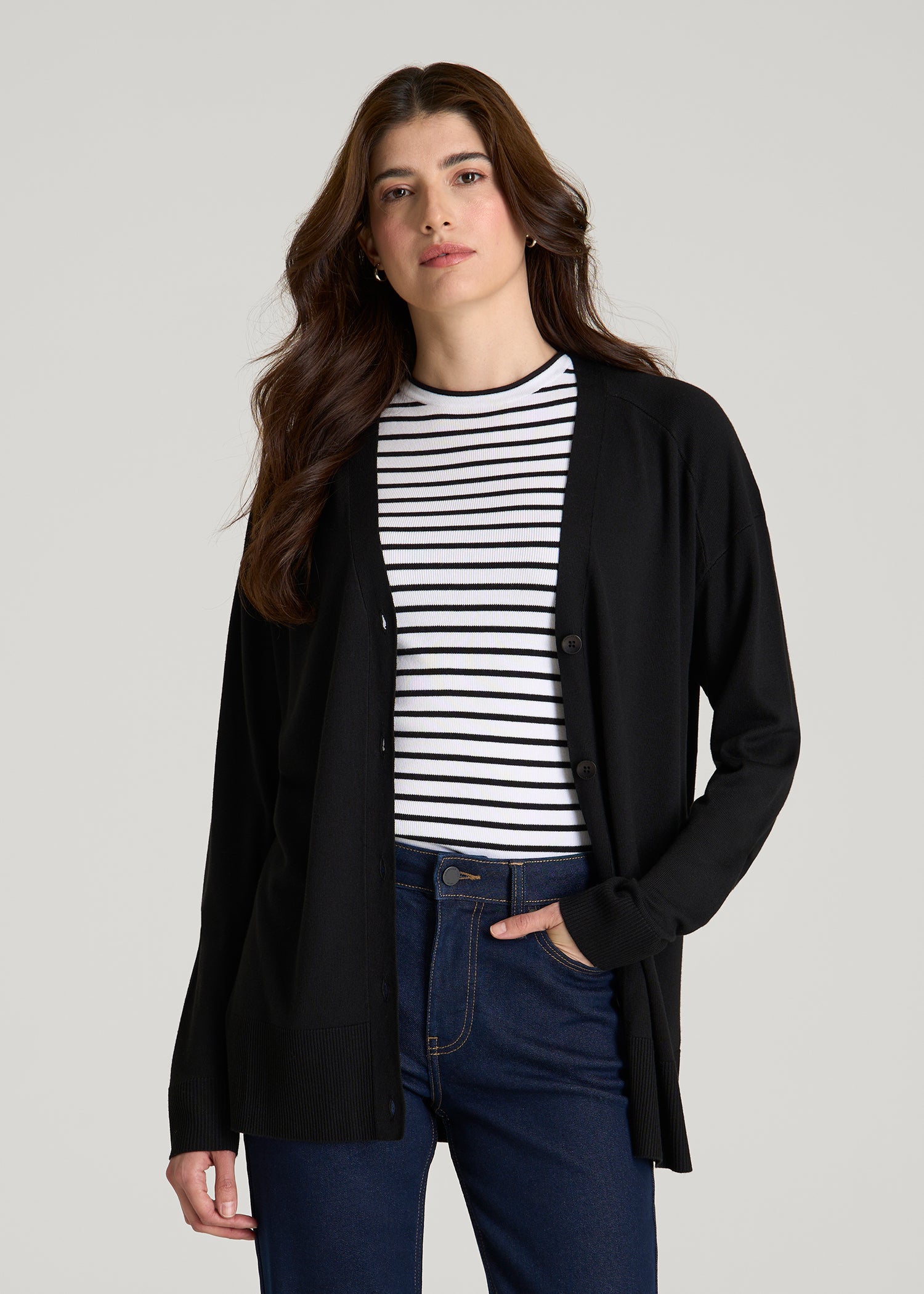 Linen Blend Knit Cardigan for Tall Women | American Tall