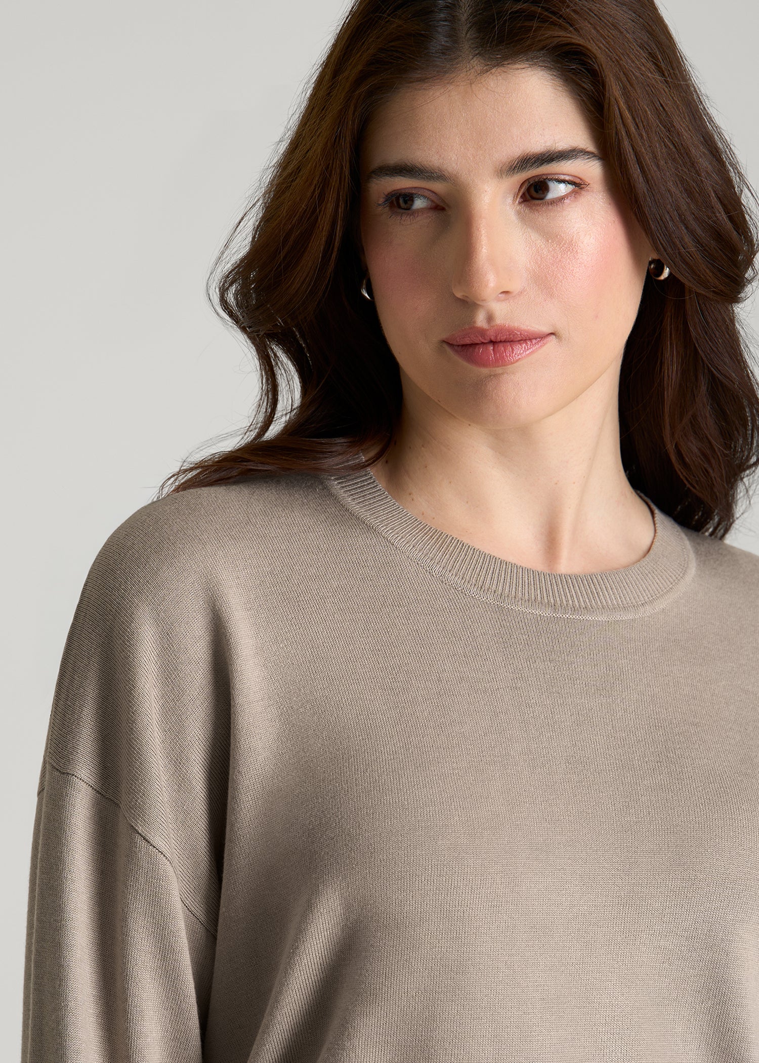 Linen Blend Knit Crewneck Sweater for Tall Women | American Tall