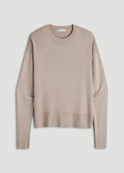 Linen Blend Knit Crewneck for Tall Women in Atmosphere