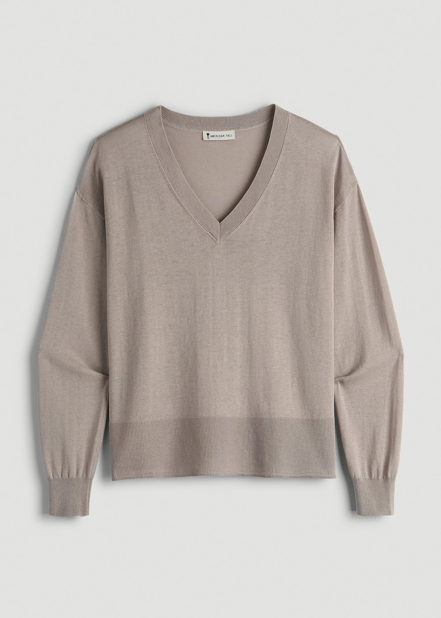 Linen Blend Split Hem V-Neck Sweater for Tall Women American Tall