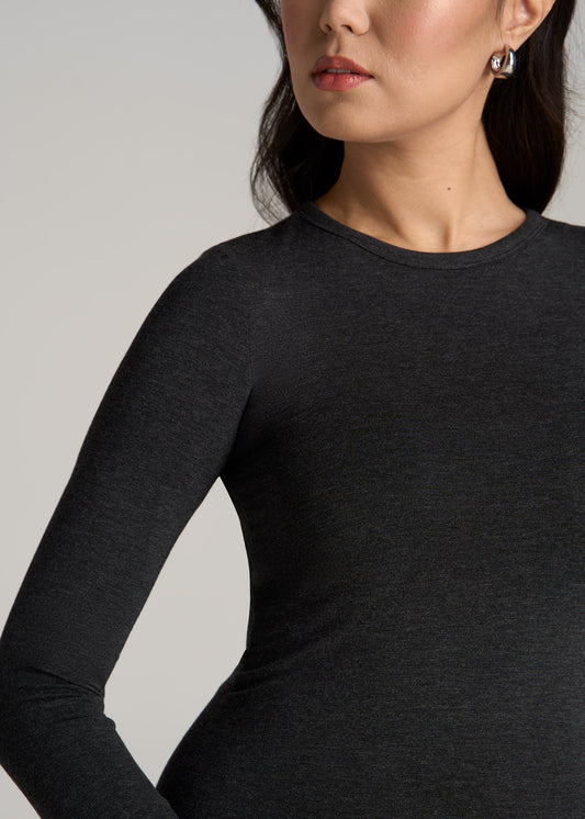 Women's Tall Long Sleeve Bodycon T Shirt Dress in Charcoal Mix