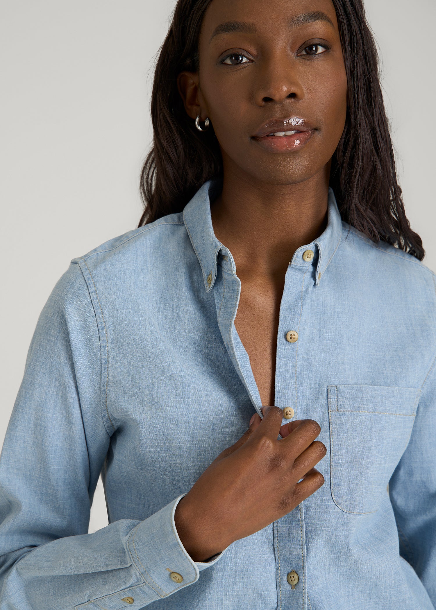 Chambray Shirt for Tall Women | Stretch Fit | American Tall