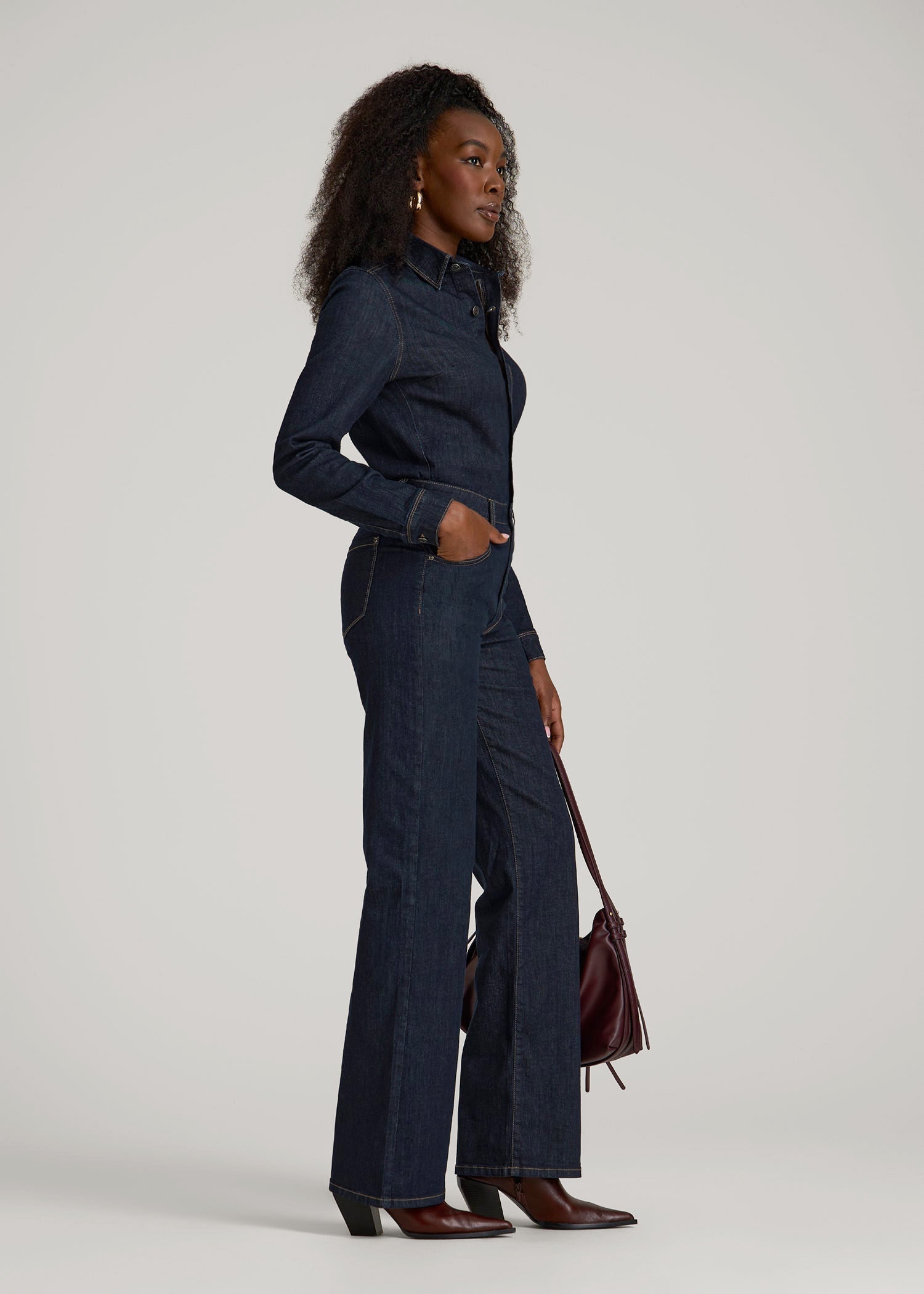 Long Sleeve Denim Jumpsuit for Tall Women | American Tall