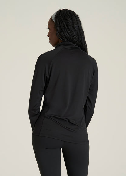 Long Sleeve Quarter-Zip Pullover for Tall Women in Black