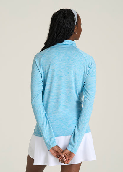 Long Sleeve Quarter-Zip Pullover for Tall Women in Spring Blue Mix