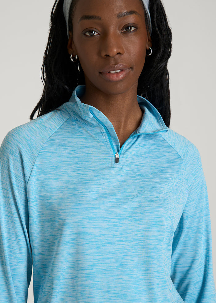 Spring Pullover Long Sleeve Quarter-Zip Pullover for Tall Women in Spring Blue Mix ...