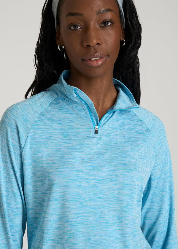 Long Sleeve Quarter-Zip Pullover for Tall Women in Spring Blue Mix ...