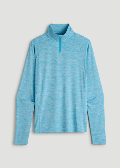 Long Sleeve Quarter-Zip Pullover for Tall Women in Spring Blue Mix