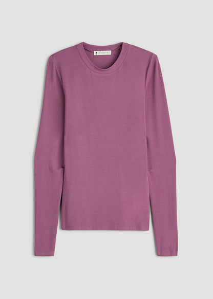 FITTED Ribbed Long Sleeve Tee for Tall Women in Argyle Purple