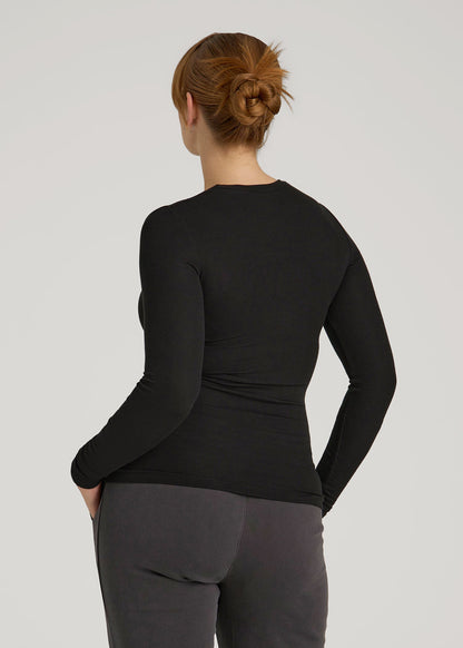 FITTED Ribbed Long Sleeve Tee for Tall Women in Black
