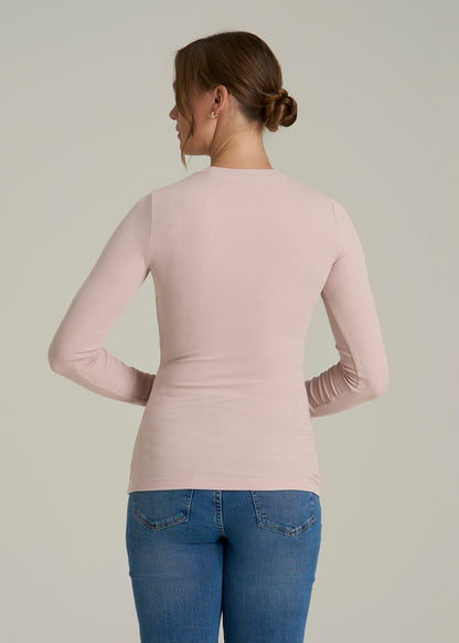 FITTED Ribbed Long Sleeve Tee for Tall Women in Desert Rose