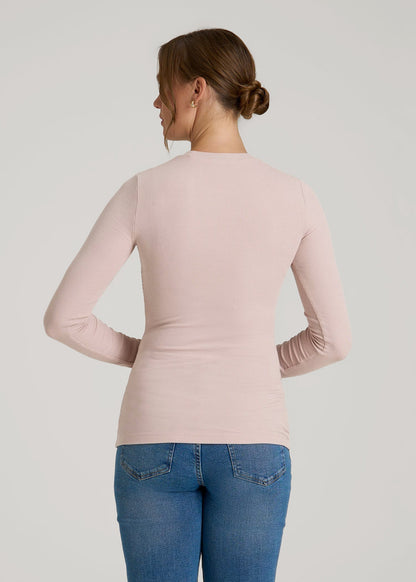 FITTED Ribbed Long Sleeve Tee for Tall Women in Desert Rose