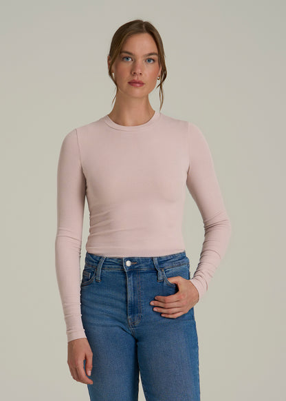 FITTED Ribbed Long Sleeve Tee for Tall Women in Desert Rose