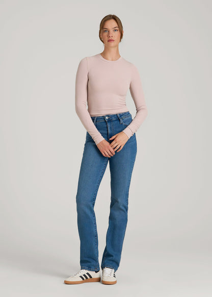 FITTED Ribbed Long Sleeve Tee for Tall Women in Desert Rose