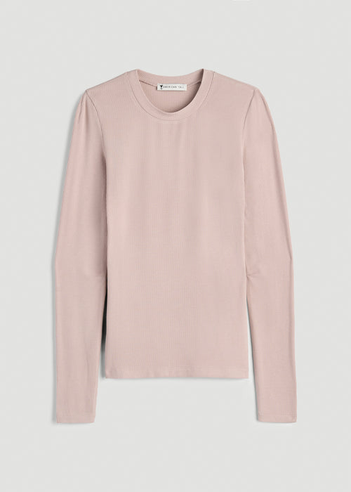 FITTED Ribbed Long Sleeve Tee for Tall Women in Desert Rose