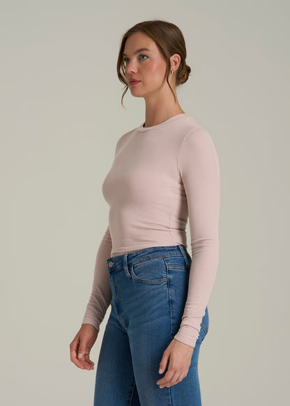 FITTED Ribbed Long Sleeve Tee for Tall Women in Desert Rose