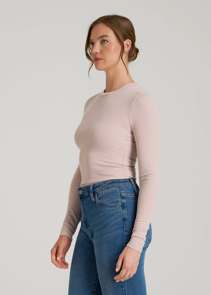 FITTED Ribbed Long Sleeve Tee for Tall Women in Desert Rose