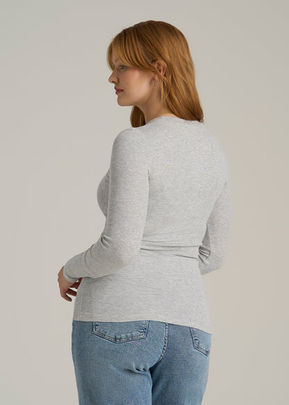 FITTED Ribbed Long Sleeve Tee for Tall Women in Grey Mix